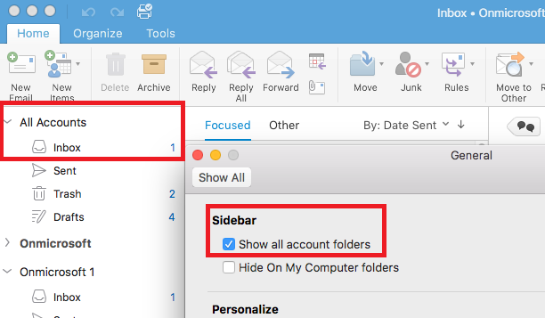 Two Inboxes For Two Accounts In Outlook For Mac 365 Online - Microsoft ...