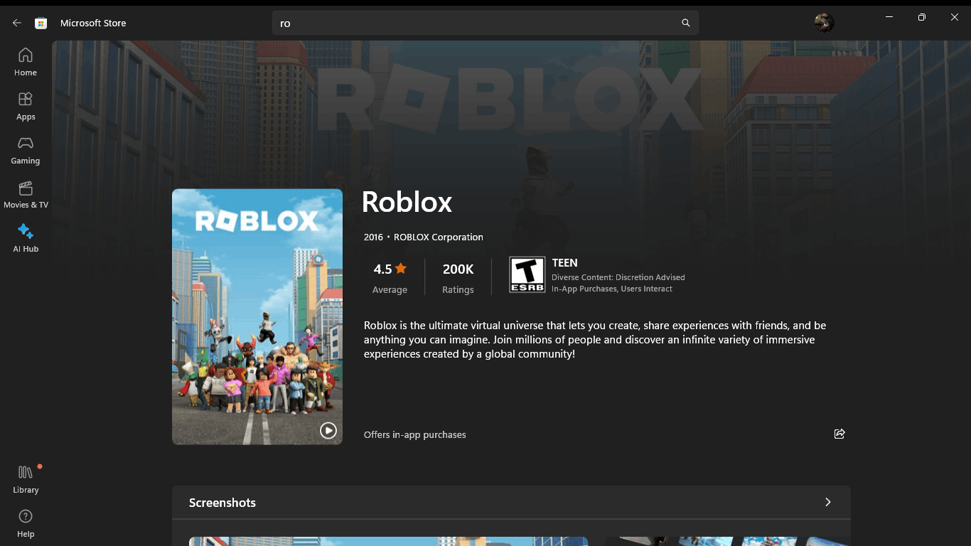 Microsoft store opening when I try to download Roblox!