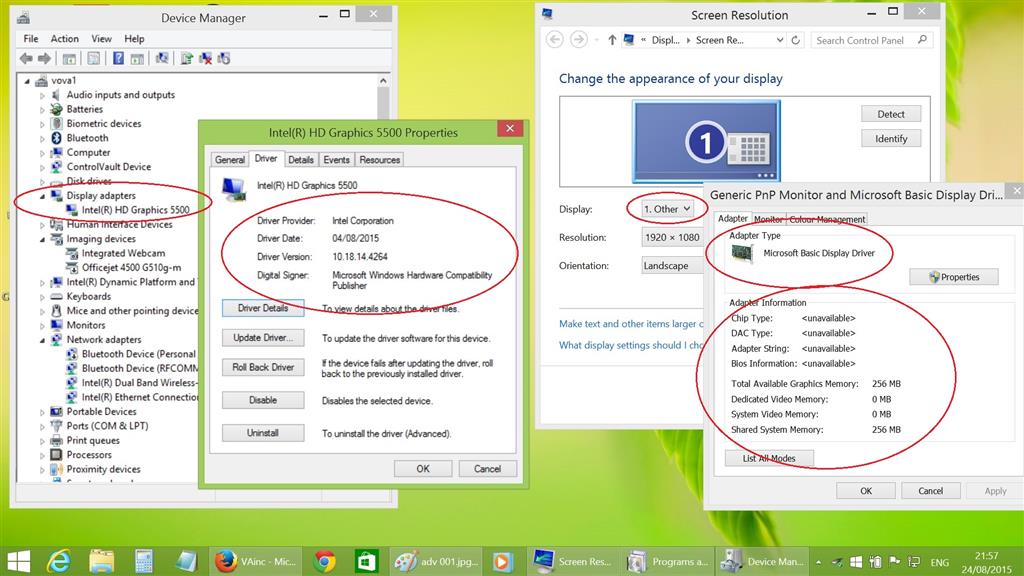 Manufacturer s Diplay driver is substituted by Microsoft Basic