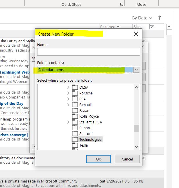 Accidentally Created New Folder Of Type "calendar" When Moving Email ...