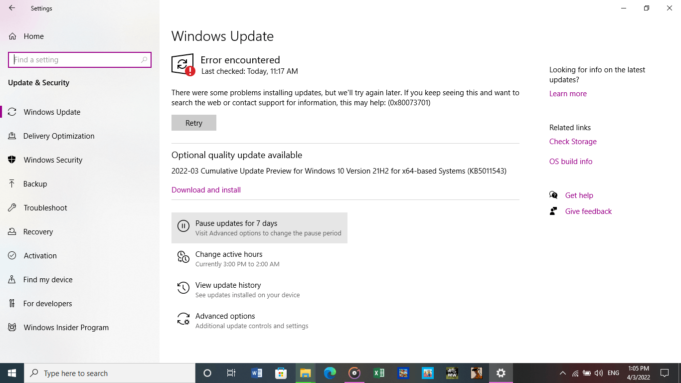 Windows Update Failure With Error Code : 0x80073701 - Microsoft Community