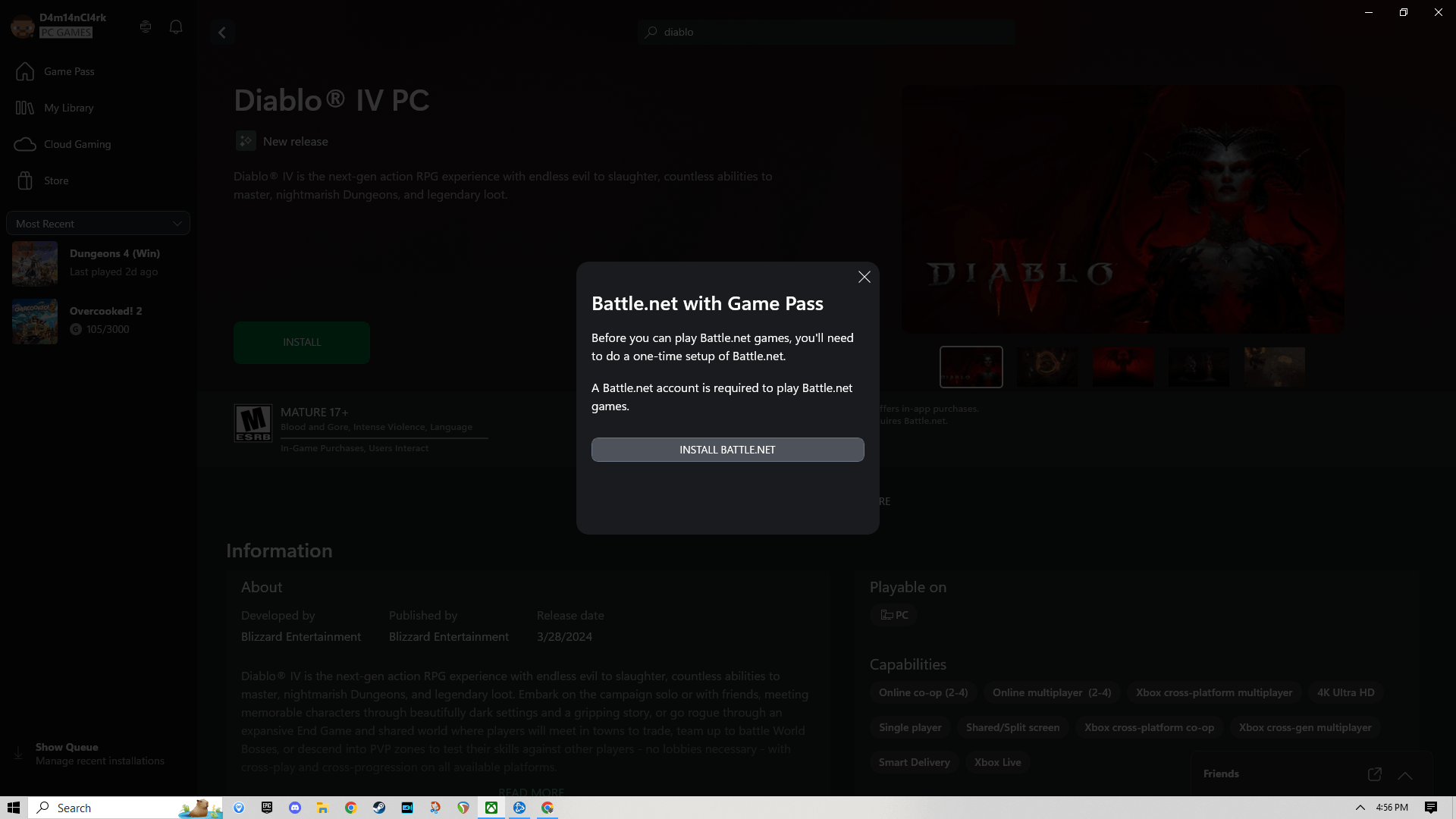 Diablo 4 not installing even I already have Battle.net app and account -  Microsoft Community