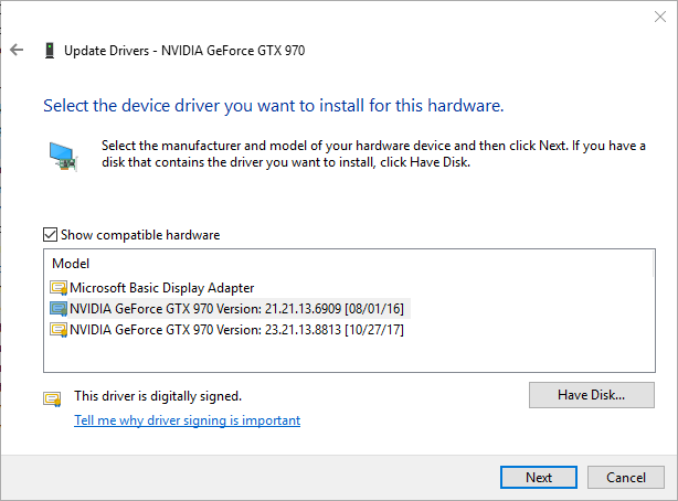 Windows 10 Default Nvidia Geforce Gtx 970 Driver Is Outdated Microsoft Community