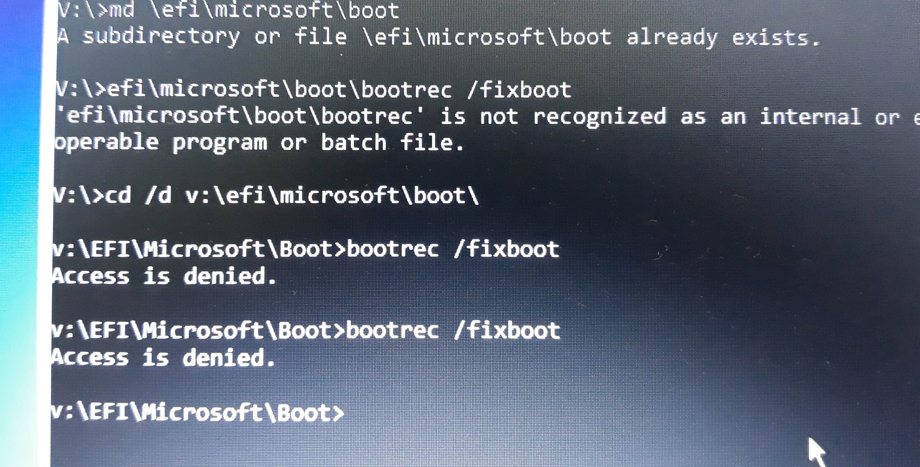 Error Code 0xc000000e And Bootrec Fixboot Access Is Microsoft Community