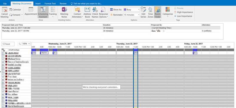 Outlook new meeting greyed out images