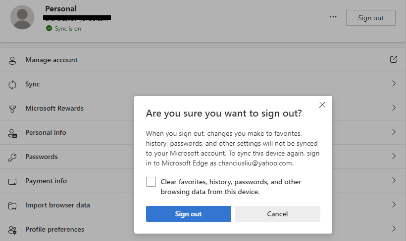 Removing my profile or signing out in Edge browser on a public PC - Microsoft  Community