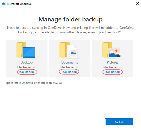 The Local OneDrive Folder, The PC Documents Folder, OneDrive Backup ...