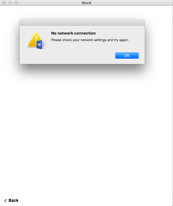 Cannot Activate Office In Mac Due To No Network Connection