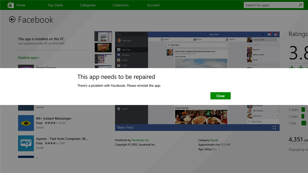 Cannot reinstall Facebook App - Microsoft Community