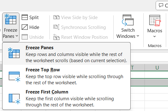 Freezing Row and Column both same time in Microsoft Excel