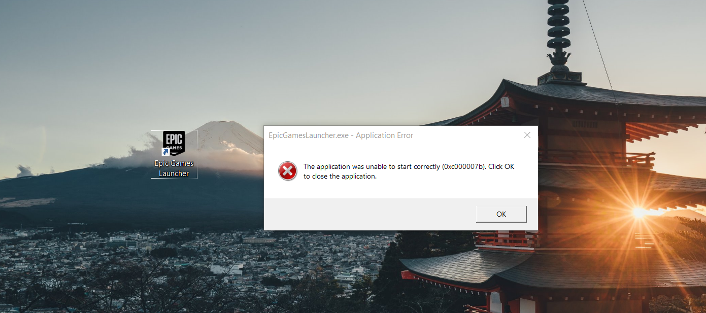 Epic Games Launcher fails to start correctly, error code - 0xc000007b -  Microsoft Community