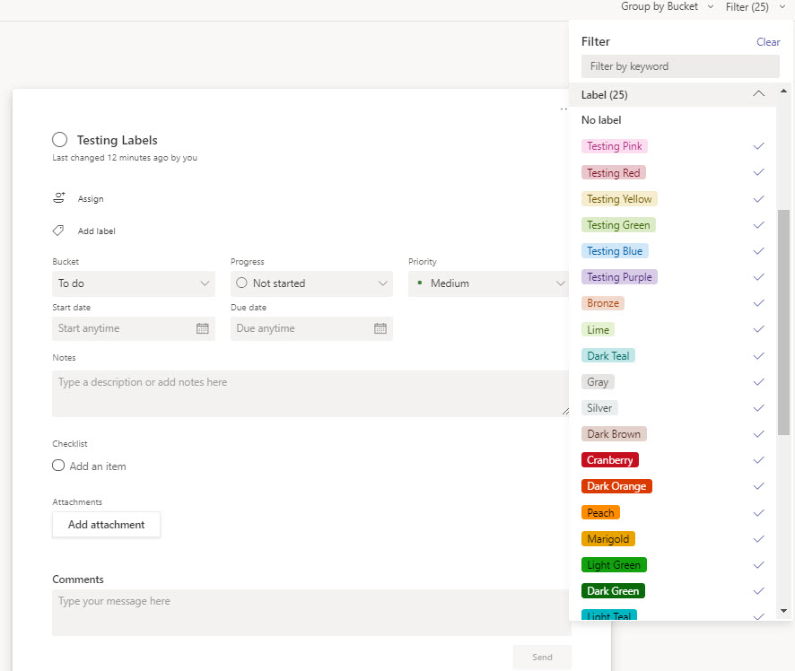 Planner Filter Shows 25 Labels Task Only Allows 6 Microsoft Community