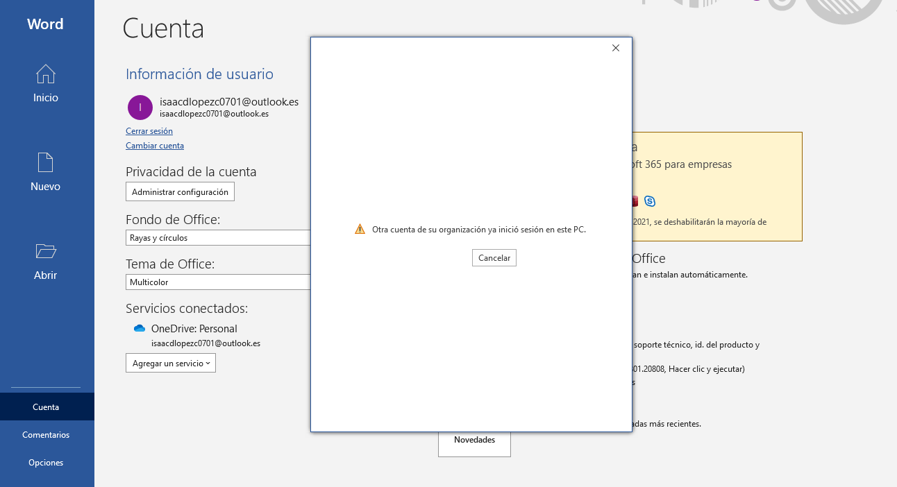 PROBLEMAS DE INICIO OFFICE 365 CUENTA UNIVERSITARIA - Microsoft Community