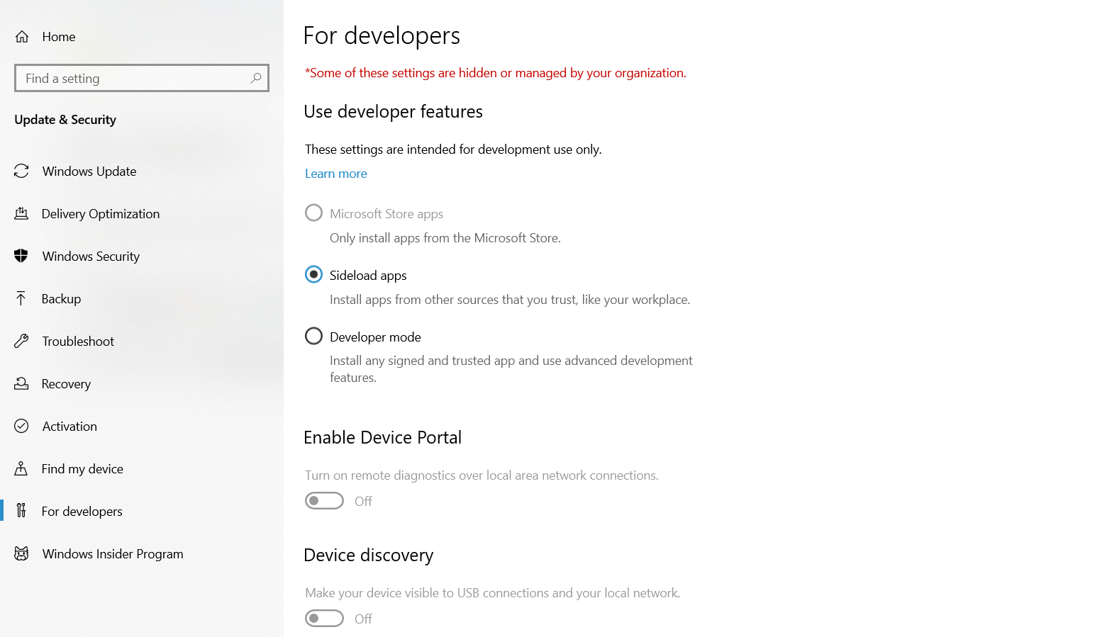  some of these settings are hidden or managed by your organization
