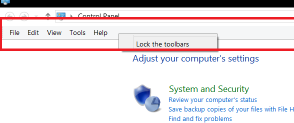 How do I remove this menu bar in control panel - Microsoft Community