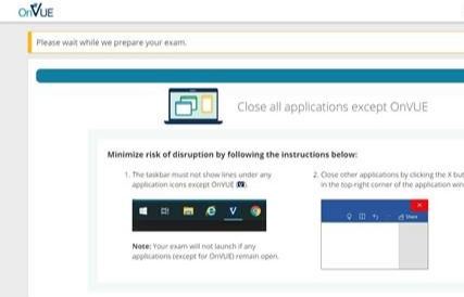 OnVue Screen Stuck At "Please Wait While We Prepare Your Exam ...