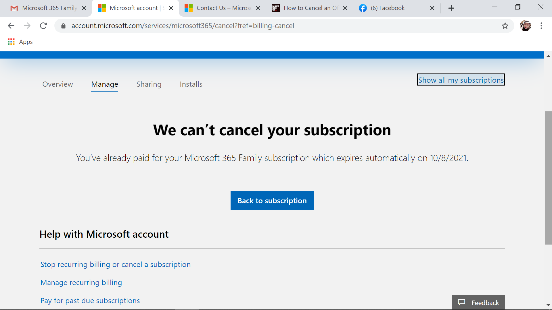 How can I cancel my Microsoft 365 Family subscription that is already -  Microsoft Community