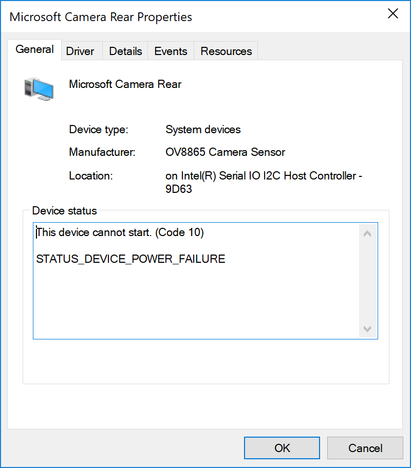 Surface Pro 4 Camera Rear & IR Camera Front Device Power Failure Microsoft Community