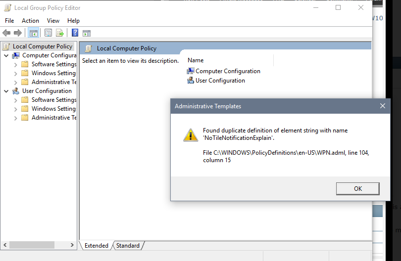 Group Policy Error - Microsoft Community