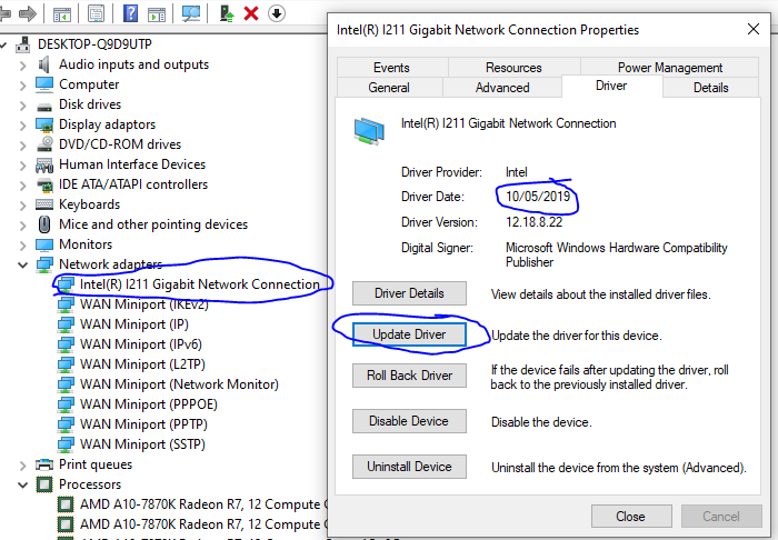 Device Manager doesn't update drivers automatically - Network