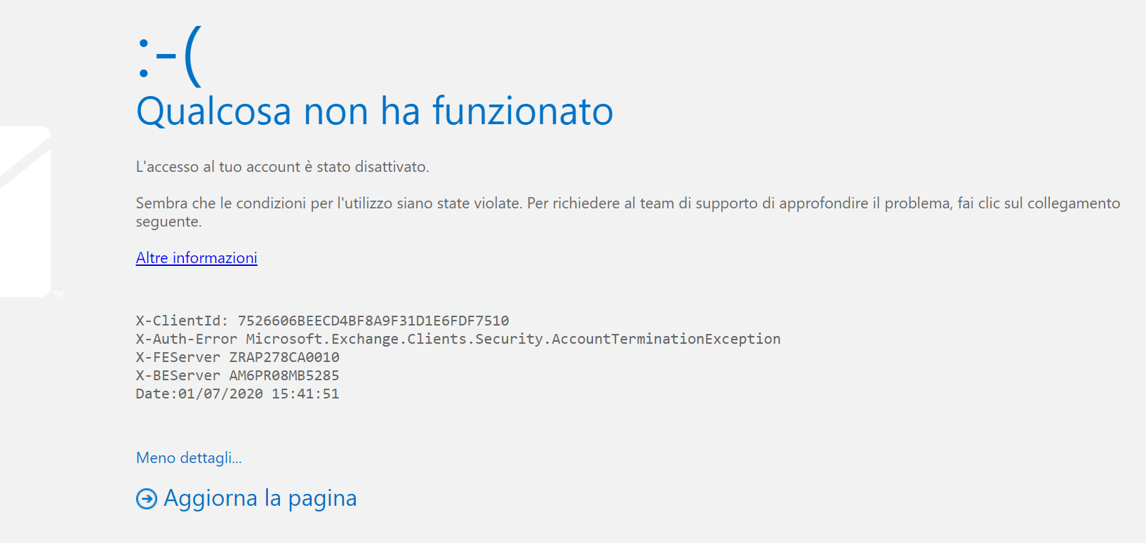 Problemi di Accesso alla posta Hotmail.it &quot;L'accesso al tuo Microsoft