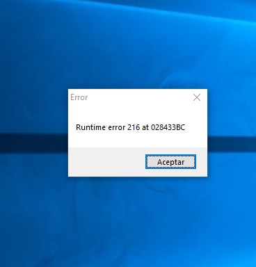 Откуда берется ошибка error runtime 216 at 00405512