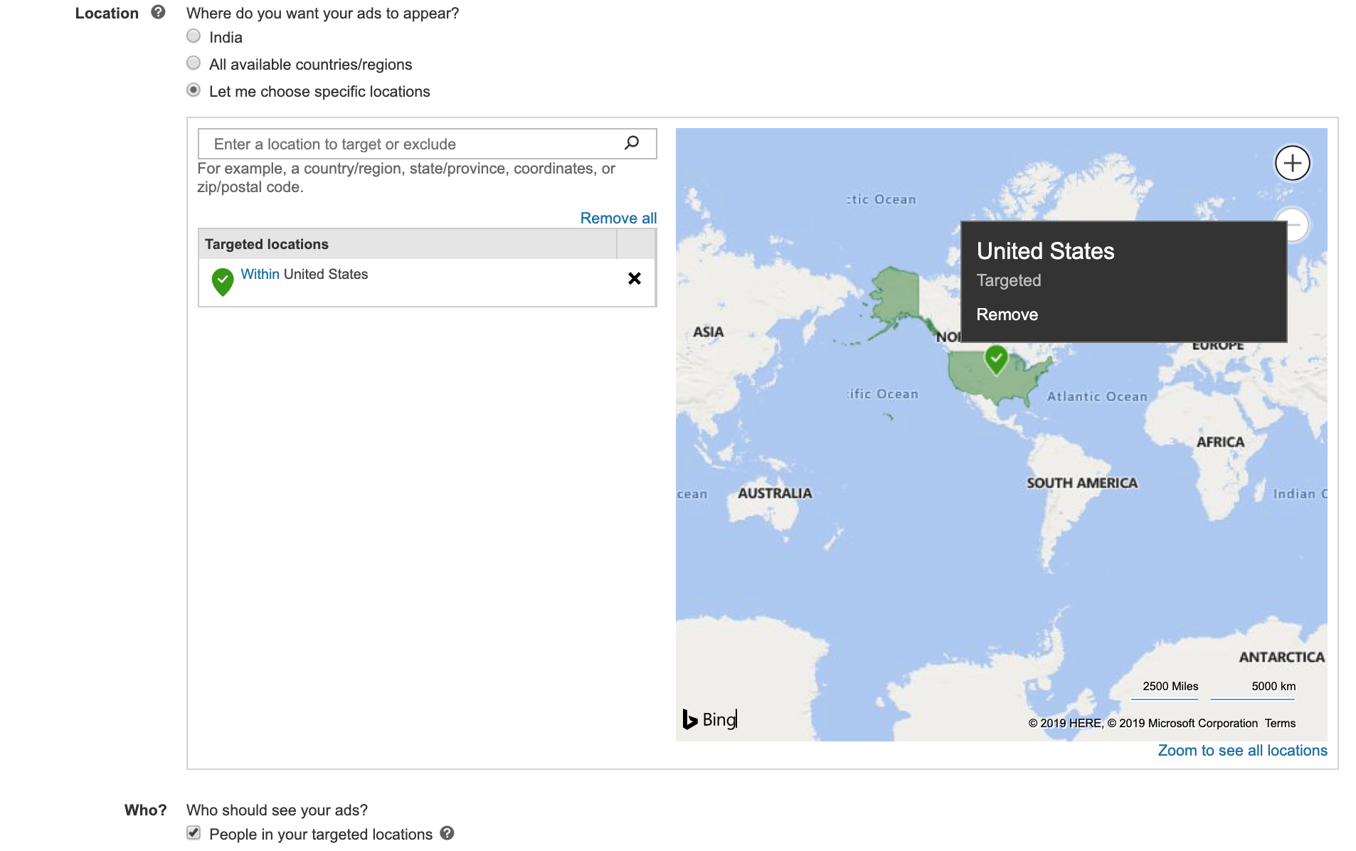 BingAds location targeting does not work at all. Microsoft