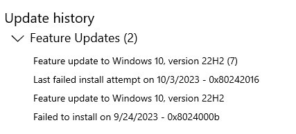 Updating to Windows 10 version 22H2 Fails - Microsoft Community