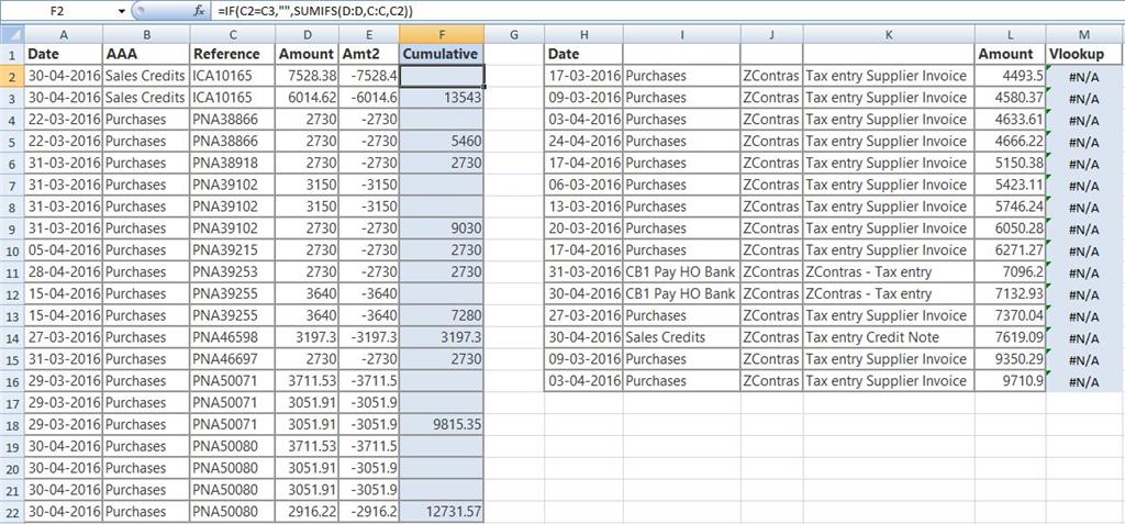 Finding transactions from 2 data sets where one set has totalled ...