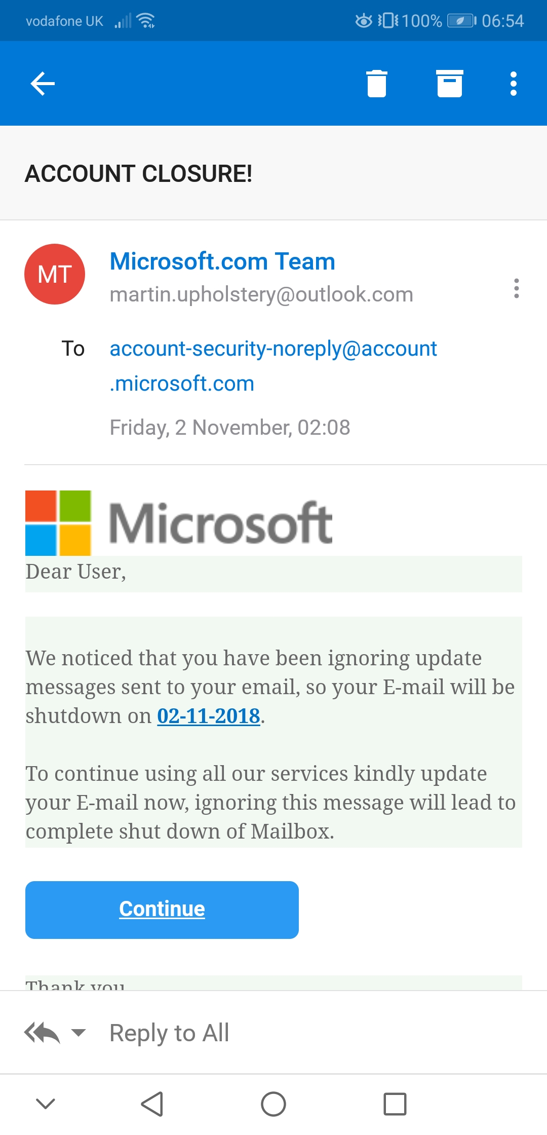 Account Closure Email Real Or Fake Microsoft Community