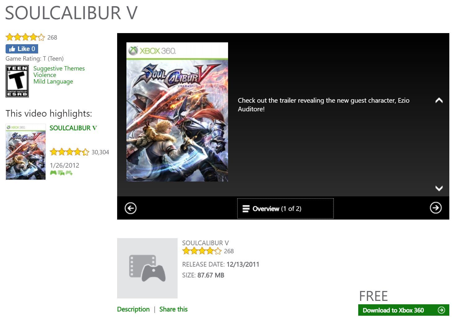 Please make SoulCalibur V Xbox 360 game available on XBox Series