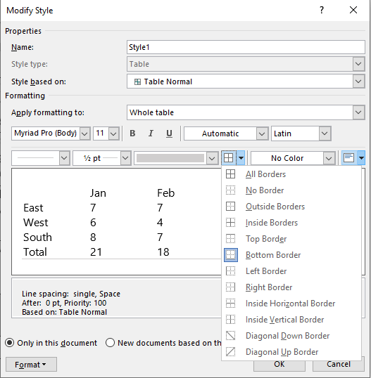 Word Table Designs Bottom Border Not Showing Microsoft Community