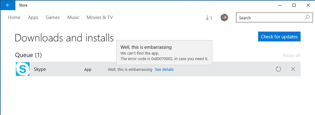 Windows Store Failed To Install Apps Error- 0x80070002 - Microsoft ...