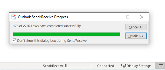 Outlook Send Receive Progress Keep On Processing Microsoft Community