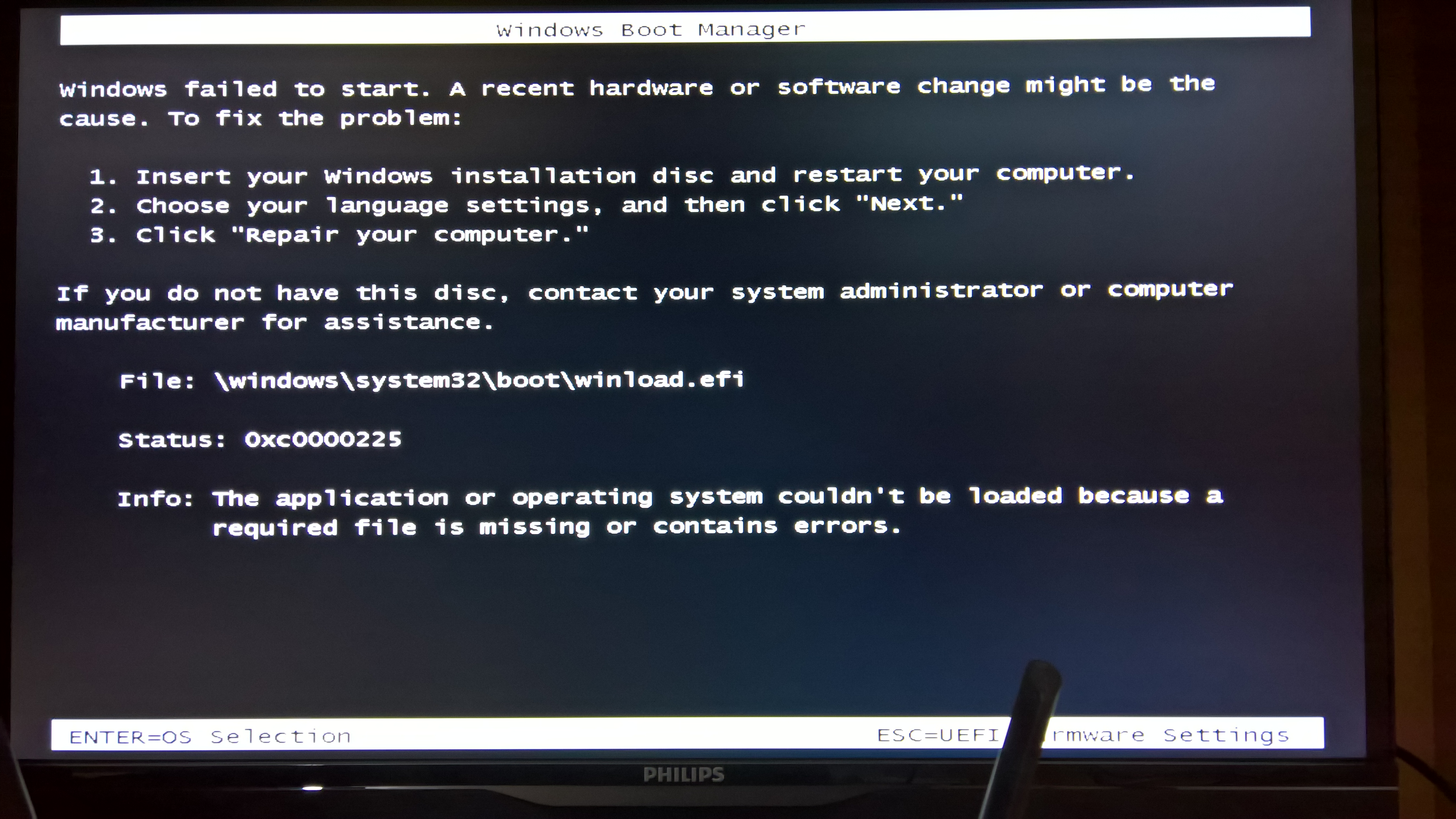 windows 10 installation error 0xc0000225 Microsoft Community