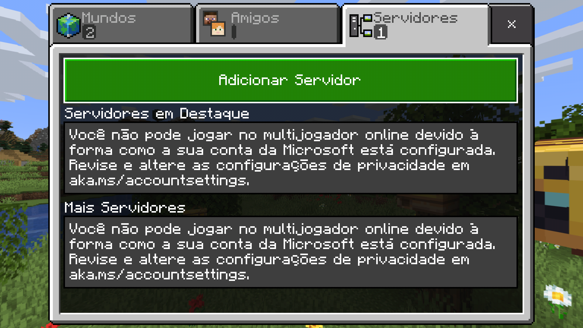 Não consigo entrar em um Realms no Minecraft[Translation-I can't get -  Microsoft Community
