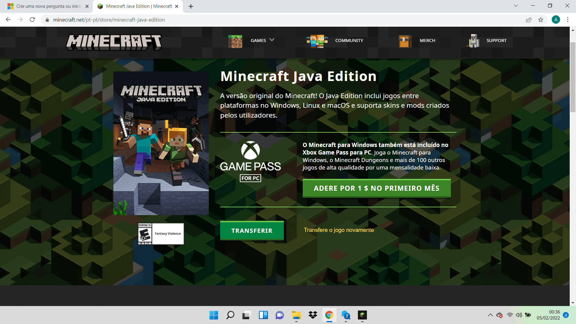 Migrei a conta do Minecraft mas agora aparece para comprar de novo. O -  Microsoft Community