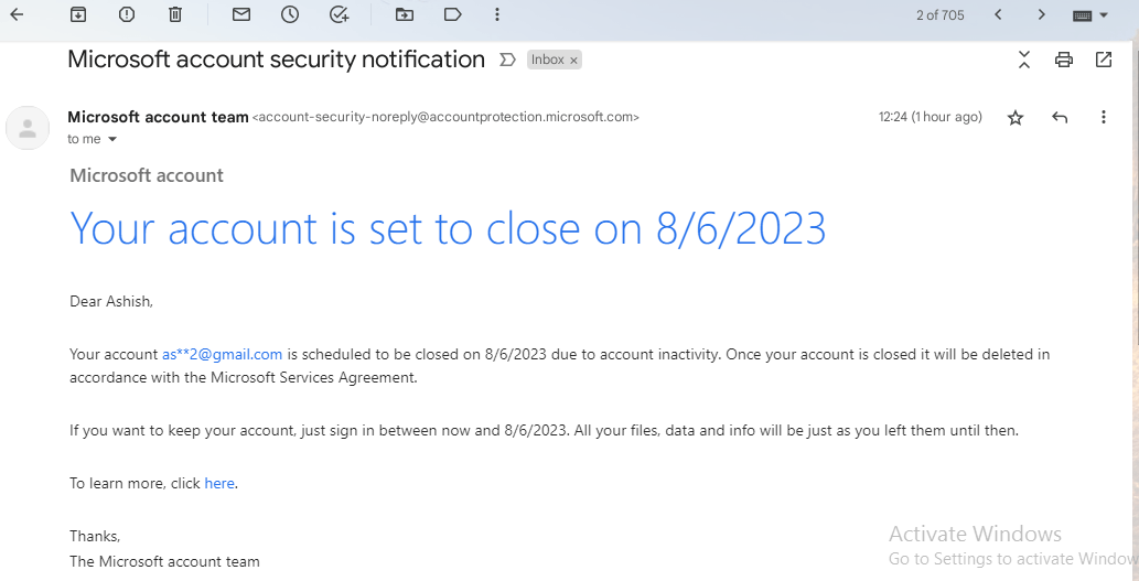 I got an email that my gmail account is going to close pn 8th June