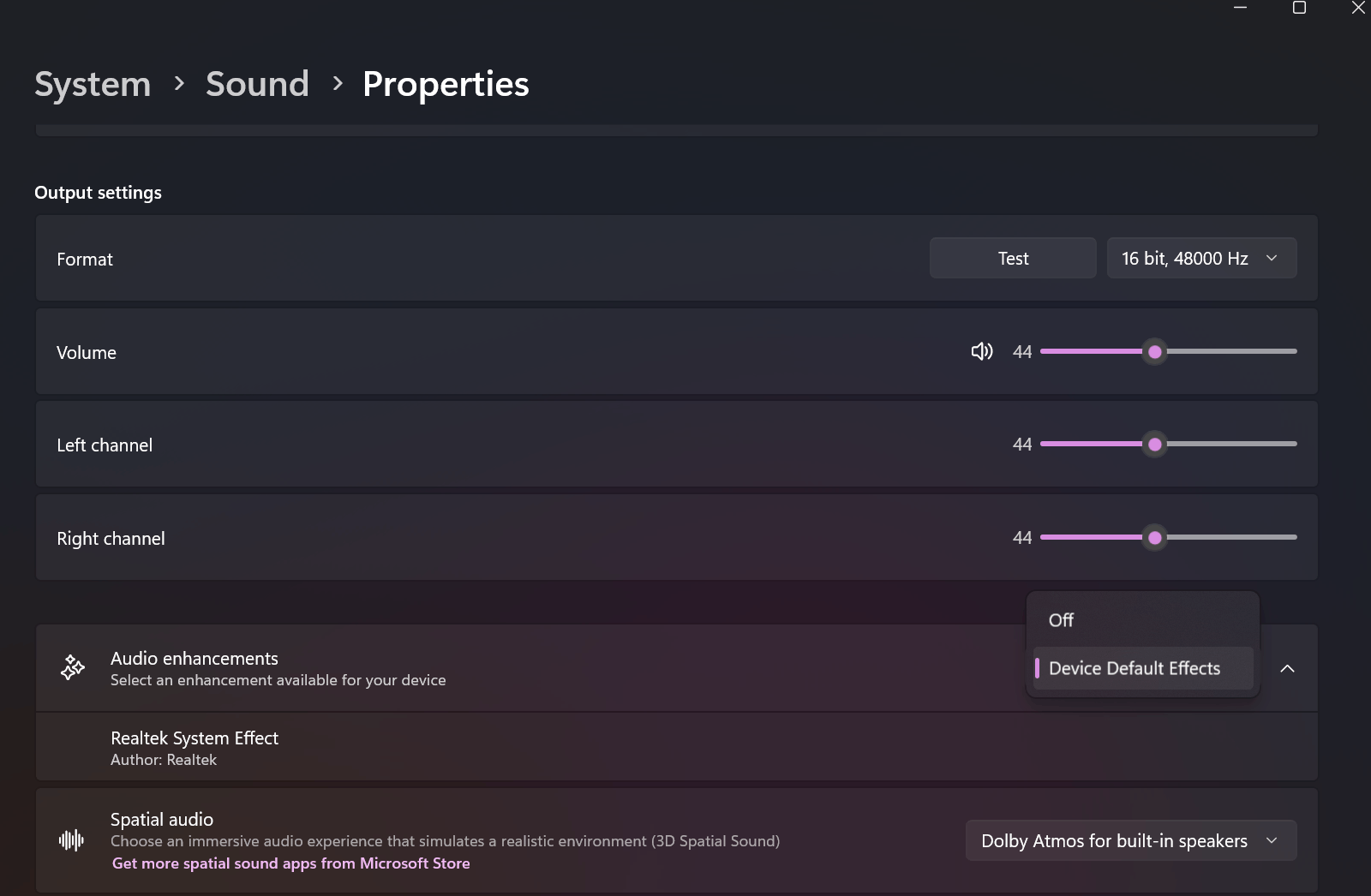 Can't Enable Spatial Audio on Surface Laptop Studio built in speakers ...