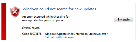 80072efe ошибка обновления windows 7 как исправить