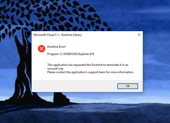 Runtime Error C Windows Explorer Exe Microsoft Community