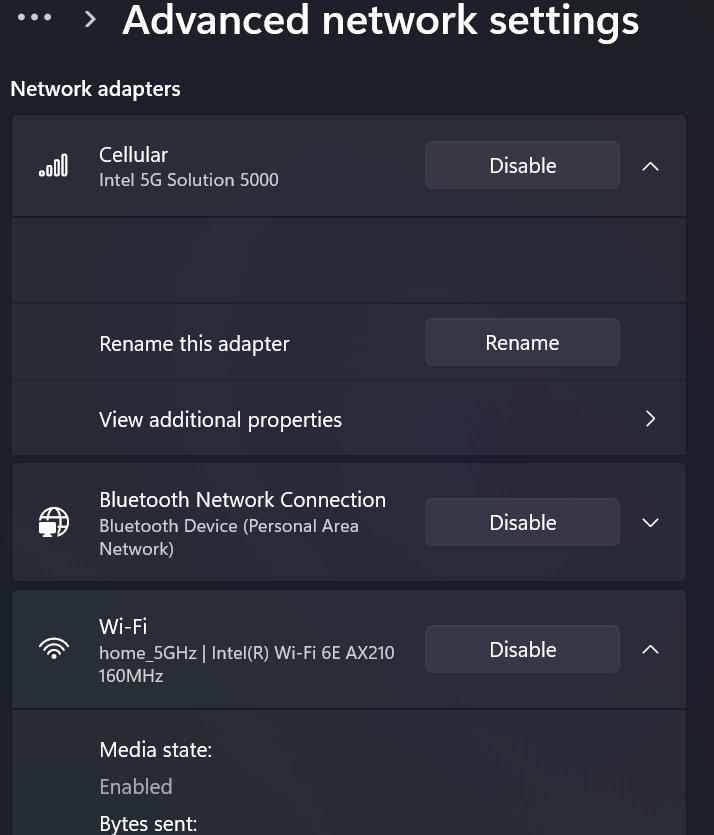 Unable to enable cellular network adapter in Win11 - Microsoft Community