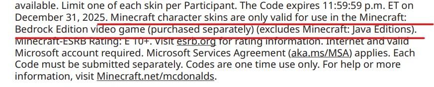 How to redeem mc donalds skin in minecraft java.? - Microsoft Community