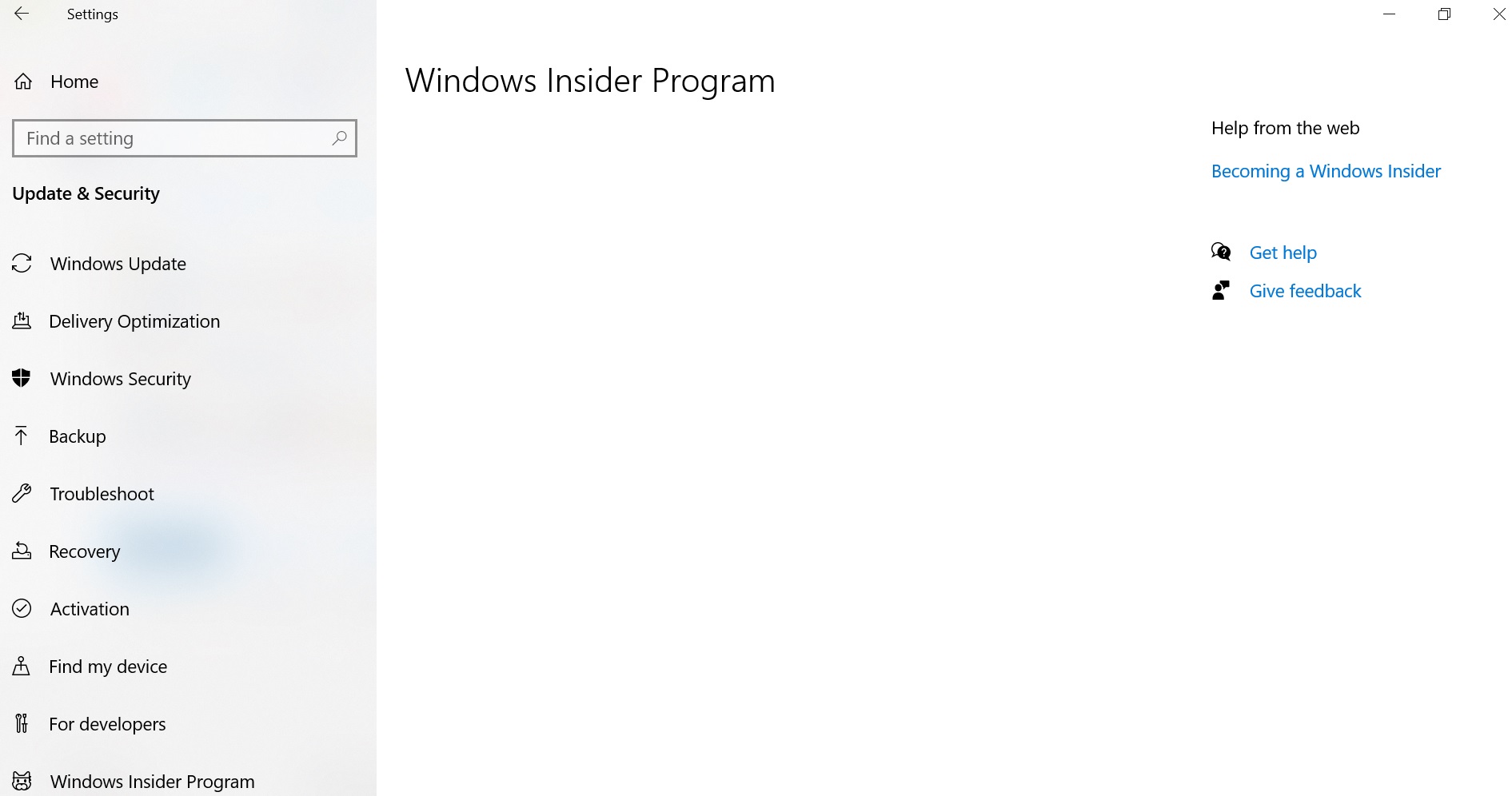 Windows Insider options not showing in settings & no windows update ...