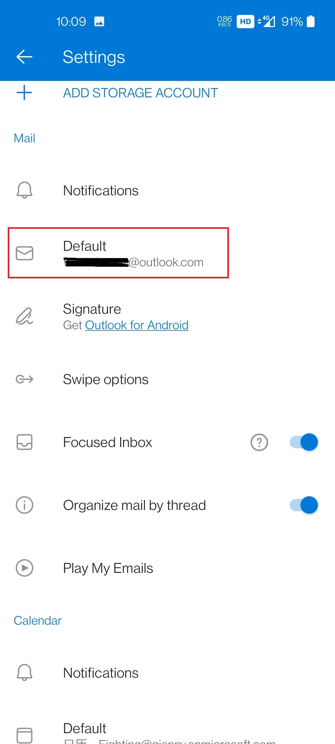 Microsoft Outllook for Android app, set default account - Microsoft ...