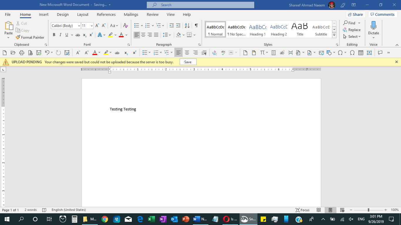 Word document won't save and OneDrive has a red X. What do I