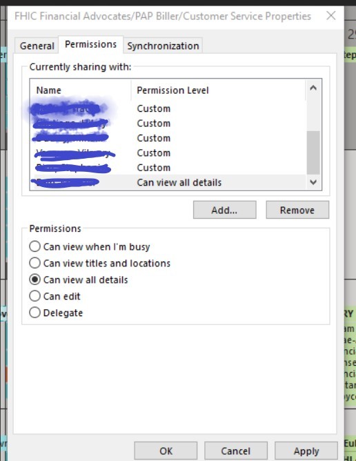 Outlook desktop calendar permission levels are limited when assigning