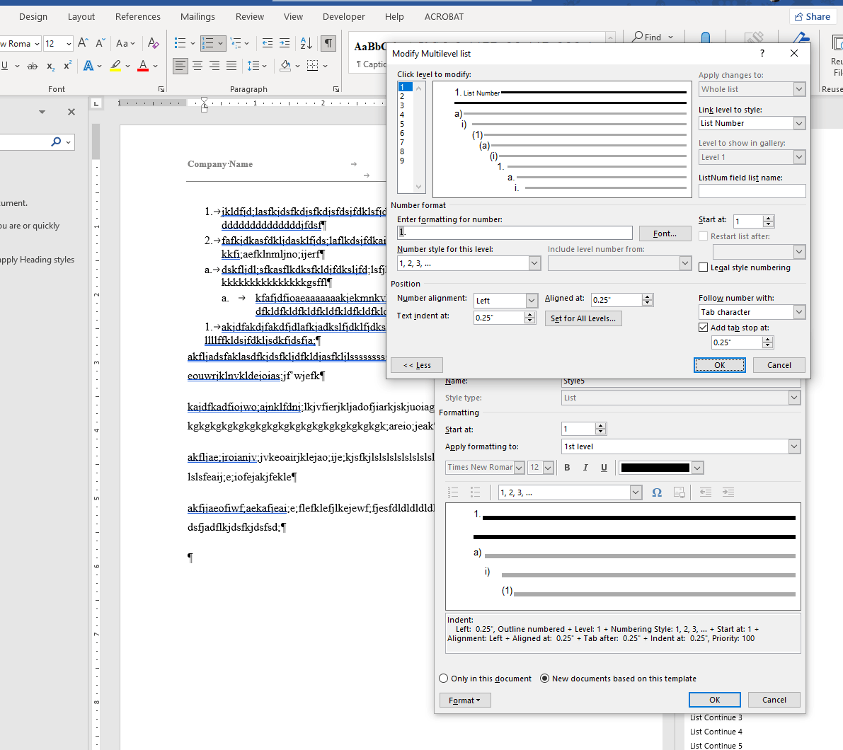 Indenting When Using Multi Level List - Template & Styles - Microsoft ...