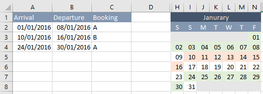 conditional-formatting-on-a-populated-calendar-between-two-dates-on-a