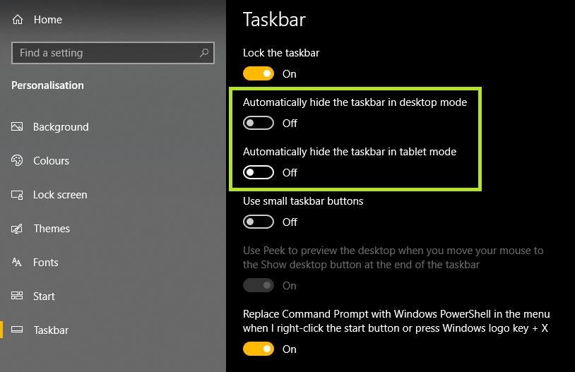 Taskbar resets settings when I restart - Microsoft Community
